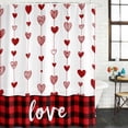 thumbnail image 2 of Valentine's Day Shower Curtain, Waterproof Shower Curtains for Bathroom, Red Love Hearts Plaid Watercolor Washable Fabric Bathtub Curtain Set Bath Decor with 12 Hooks Standard 72"x72", 2 of 8