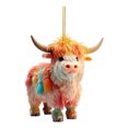 thumbnail image 1 of Christmas Cow Ornament Xmas Tree Cartoon Highland Cow Hanging Decorations 2D Flat Acrylic Pendant for Car Rearview Mirror Tree Decor, 1 of 8