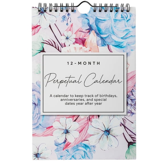 Perpetual Calendar for Birthdays and Anniversaries- Floral Wall Calendar -12 Months - Dates to Remember Book - Important & Special Days - 6 x 9"