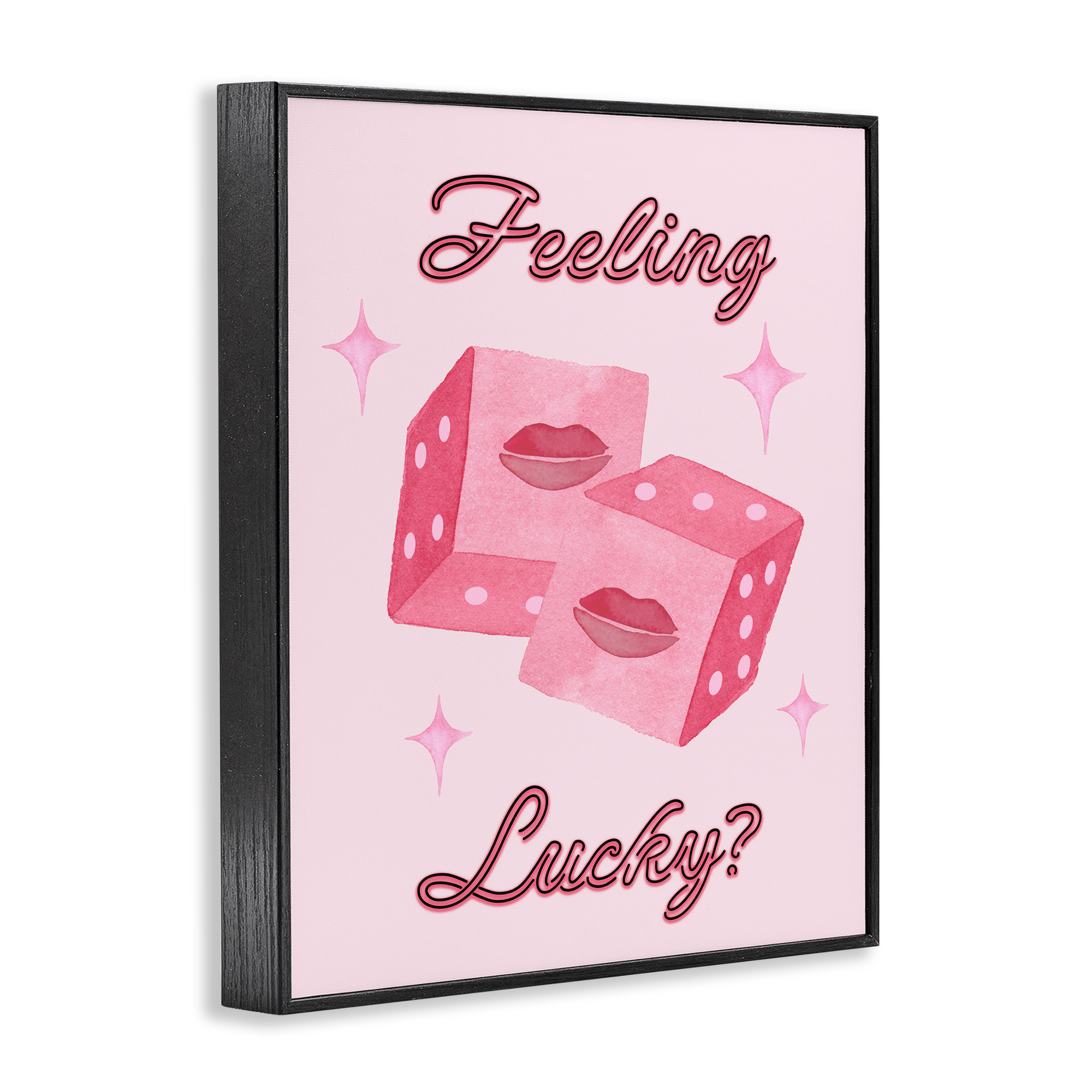 Feeling Lucky? Dice Black Framed Giclee Art, design by Nina Jacobs