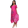 thumbnail image 4 of Sakkas Embroidered Painted Floral Cap Sleeve Reyon Dress - Fuchsia - One Size, 4 of 5