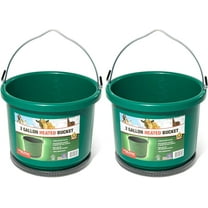 Farm Innovators HB-60 9 Quart 2 Gallon Plastic Heated Bucket w/Metal Handle, Built in Thermostat, & Anti Chew Cord Protector, 60 Watt, Green 2 Pack