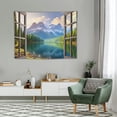 thumbnail image 2 of ONETECH  Mountain Tapestry Nature Lake Forest View Sunrise Landscape Through Brown Window Home Decor Wall Hanging Art for Living Room Bedroom Dorm, 2 of 7