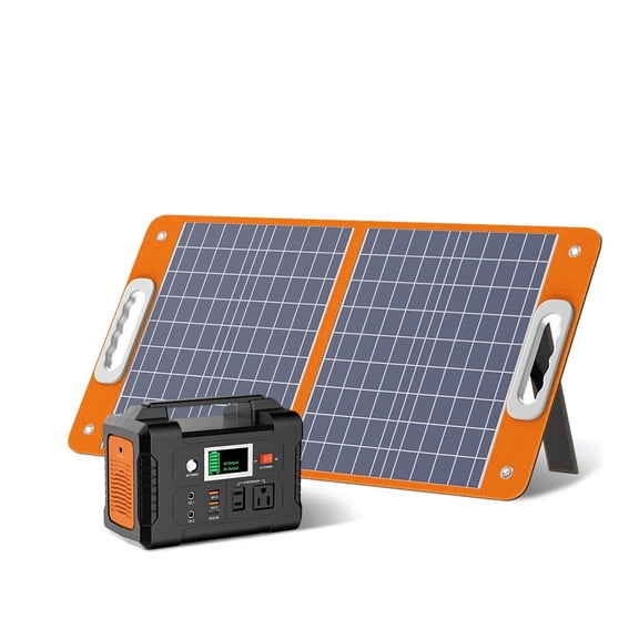 LANKANG Compact 151Wh Portable Solar Generator 200W Pure Sine Wave AC Output Multi Port QC3.0 USB-C DC Emergency Power Station With Foldable Solar Panel For Camping RV Road Trip Device Charging