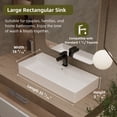 thumbnail image 2 of Los Flexi 36" x 16" Modern Ceramic Trough Vessel Sink, Wall-Mount or Countertop Installation, Includes Pop-Up Drain and Covers, Glossy White, 2 of 13