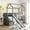 Gray + Solid Wood + Twin, variant on [Luckynote]Twin Loft Bed with Two Drawers and Slide, House Bed with Slide, Gray