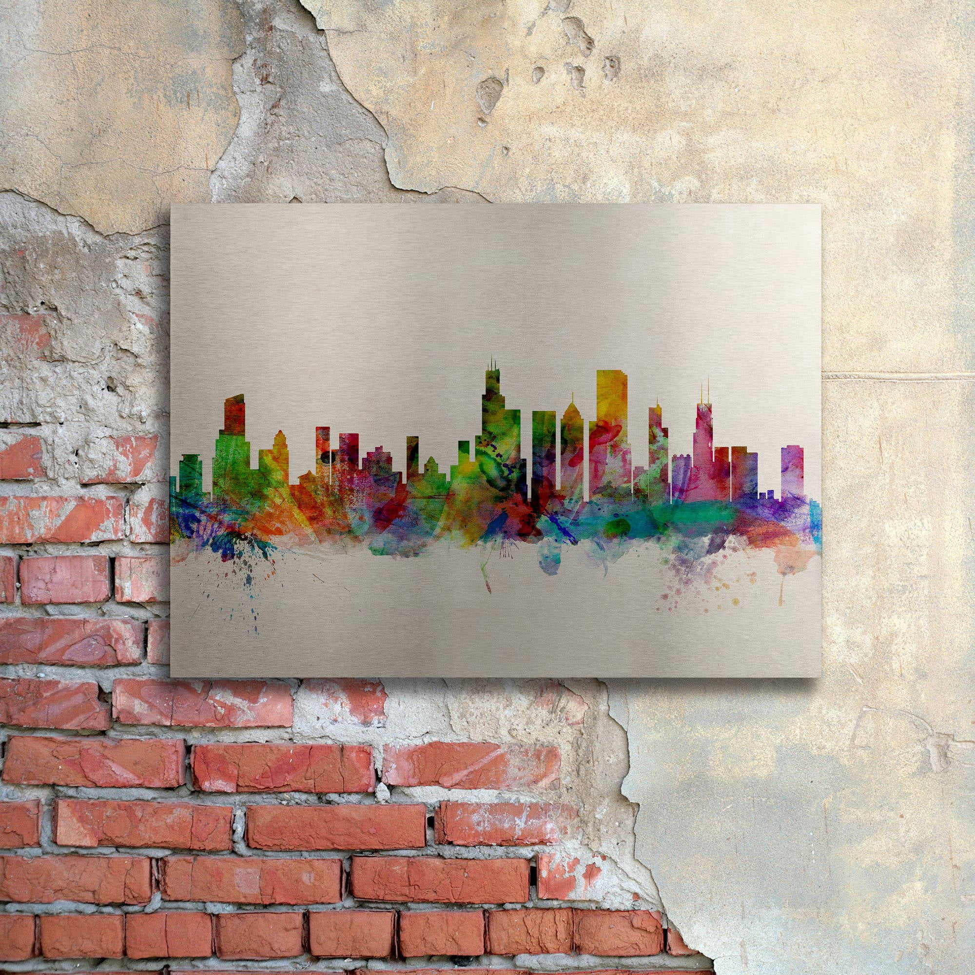 Trademark Fine Art "Chicago Illinois" Brushed Aluminum Wall Art Art by Michael Tompsett 16" x 22"