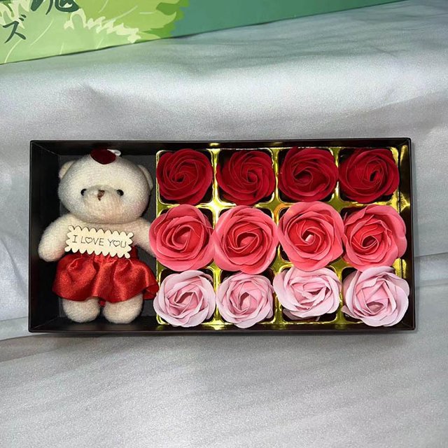 Regalo de San Valentín, caja de regalo con flores de jabón de rosas creativas, regalo de acompañamiento de flores inmortales, decoración del hogar, regalo de cumpleaños
