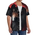 thumbnail image 2 of Honeii Mysterious Hooded Wolf for Men's Short-Sleeved Button-Up Collared Shirt Featuring A Pocket, Perfect for Beach Vacations, And Travel Adventures.-Medium, 2 of 5