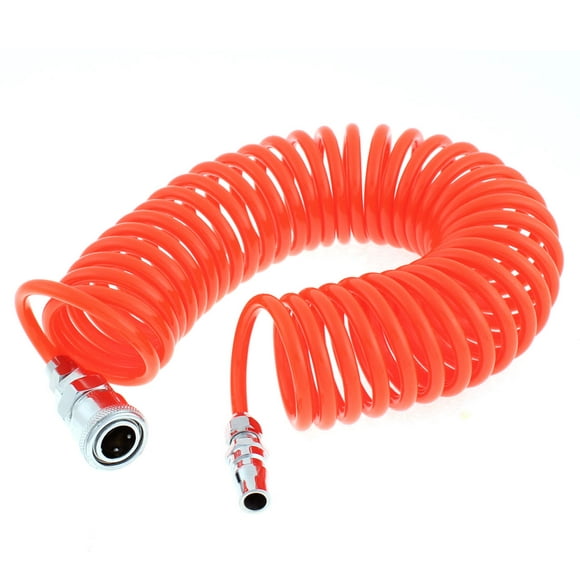 6 Meters Length 6mm x 4mm Polyurethane Coiled Air Hose Pipe Orange