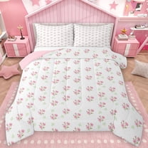 Homewish Lovely Floral Bedding Comforter Set,Kawaii Flower Daisy Twin Comforter Sets,Pink White Bedding Set For Kids,Ultra Soft Home Decor Reversible,2-Piece
