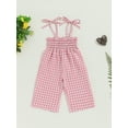 thumbnail image 2 of Suealasg Toddler Baby Girl Sleeveless Jumpsuit Plaid Print Tie Straps Overalls Romper Outfit 6M 1T 2T 3T 4T 5T Little Girls Summer Clothes, 2 of 7