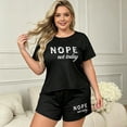 thumbnail image 3 of Eternatastic Plus Size Women's 2 Piece Pajama Set Short Sleeve Crew Neck Casual Loungewear Sleepwear Outfits 3XL Black, 3 of 8