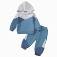 thumbnail image 3 of Xudanell Baby Boy Clothes 6 9 12 18 24 Months 2T 3T Color Block Hoodie + Pants Little Boys Fall Winter Outfits Set, 3 of 6