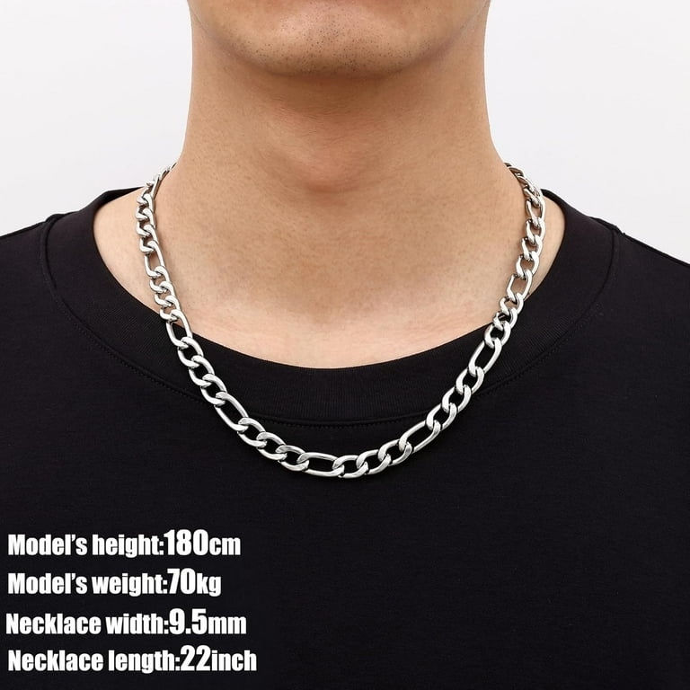 Figaro Chains for Men Women, Silver Tone Mens Chain Necklaces