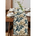 thumbnail image 4 of Navy Blue Brown Botanical Table Runner Cotton Linen 48 Inch Holiday Dresser Scarves, Retro Elegant Palm Leaves Tablerunner for Kitchen Coffee Dining Bedroom Living Room Dinner Scarf Décor 13''x48'', 4 of 9