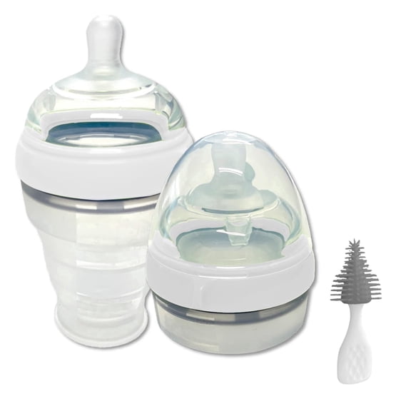 Cintog Collapsible Anti-Colic Baby Bottle Bundle, Newborn, Silicone, 2 Pack, 6 fl oz