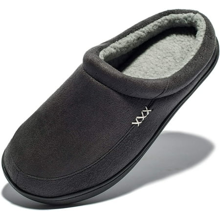 

Men s Warm Memory Foam Suede Plush Shearling Lined Slip on Indoor Outdoor Clog House Slippers