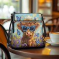 thumbnail image 3 of Tutolipy Lightweight Single Shoulder Crossbody Purse for Travel Weekend Getaways Weekend Activities, PU Leather Waterproof Adjustable Strap Design Satchel Bag, Highland Cow Floral Print, 3 of 7