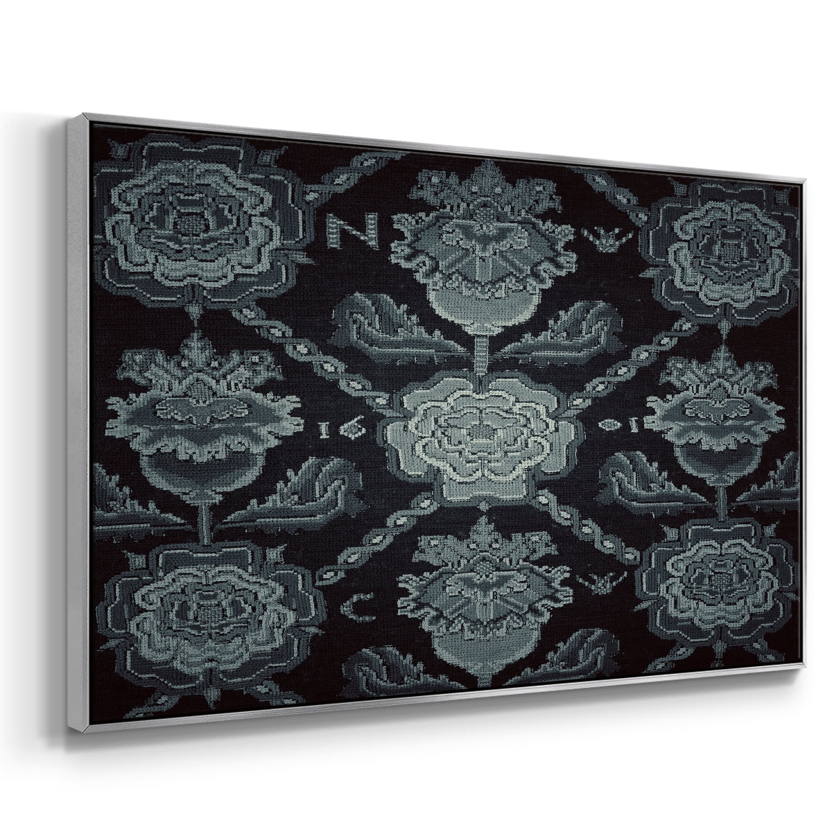 Vintage Abstract Print-LIV Framed in Silver Wood Gallery Wrapped Canvas 25 in. x 37 in.