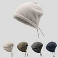 thumbnail image 4 of Women Men Hat Knitting Drawstring Solid Color Soft Piled Decorative Head Protection Elastic Unisex Skull Beanies for Daily Wear,Grey, 4 of 8