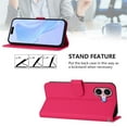 thumbnail image 6 of Wallet Case Compatible for iPhone 16, PU Leather Magnetic Closure Protective Flip Folio Case with 3 Card Holder and Wrist Strap Cover Women Men,Rose Red,For iPhone 16, 6 of 7