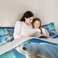 thumbnail image 4 of Castle Fairy Animal Northern Light Polar Bear Queen Bedding 7pcs for Teens,Snowy Mountain Lake Bedding Comforter Set Queen,Blue Green White,Grey Reversible, 4 of 7