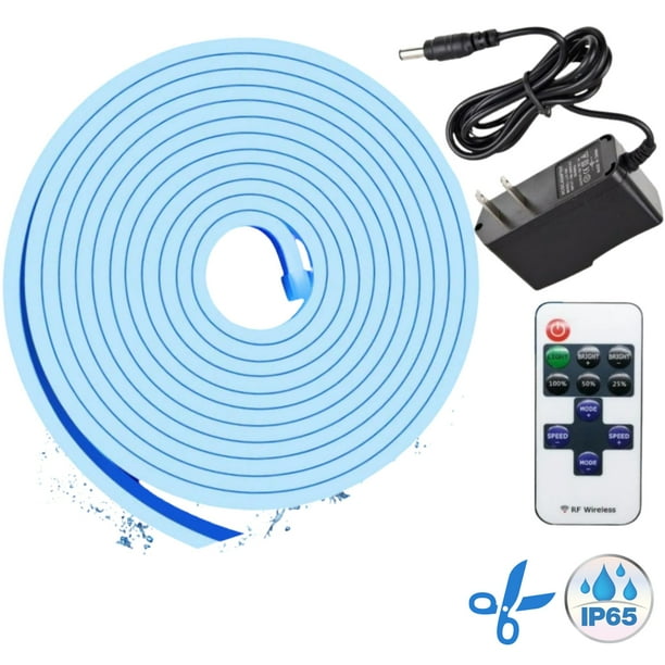 Tira LED NEÓN DOSYU FLEXIBLE UNICOLOR 5 METROS con CONTROL REMOTO e eliminador