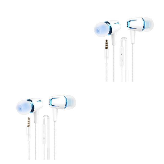 Bearachild Auriculares con cable en el oído Reducción de ruido Bolsillo Viajes Deportes Caminar Música Reproducir TV Tablet Auriculares con Azul 2Conjunto