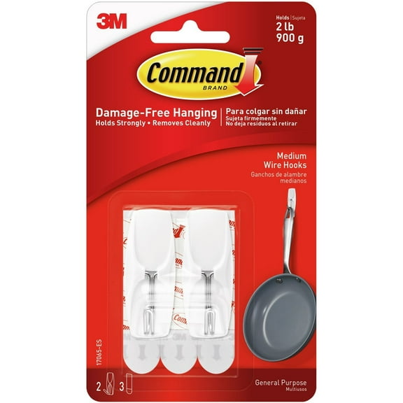 3M Command Medium Plastic Hook 2-1/6 in. L 2 pk