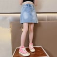 thumbnail image 5 of Girls Jean Skirt Elastic Waist Denim Mini Skirt Cute Jean Skirt Back to School Outfits Skirt for Girls 13-14 Years, 5 of 9