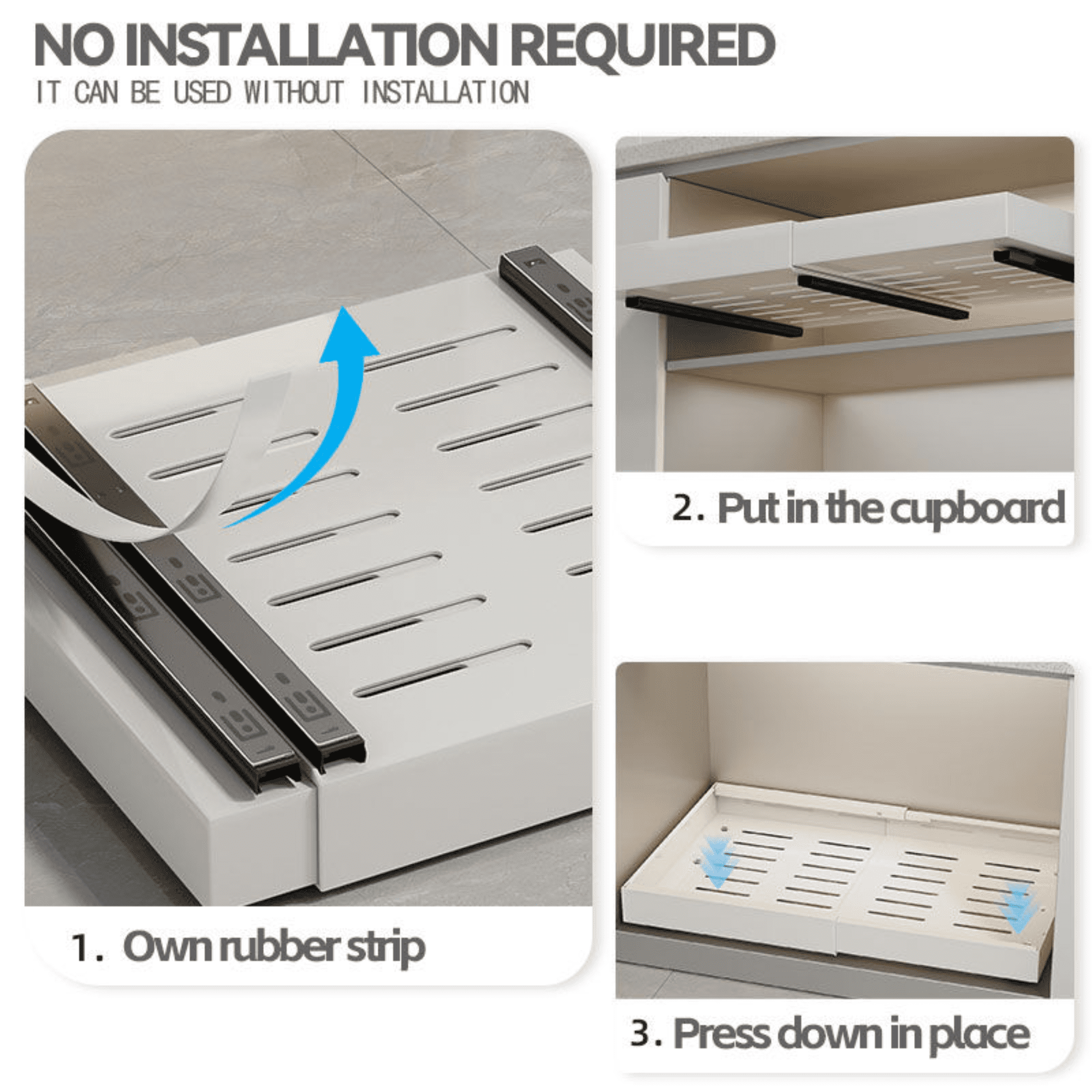 Expandable Pull Out Cabinet Organizer, 12–21 Inch Slide Out Drawer Shelf, Heavy Duty Carbon Steel Storage Rack with Adhesive Installation for Kitchen Bathroom Cabinet