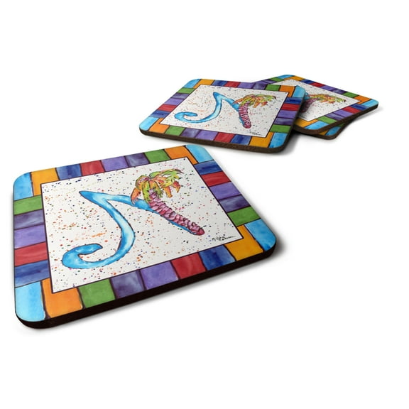 Carolines Treasures 8437-NFC Beach and Seafood Foam Coaster Set of 4 3 1/2 x 3 1/2 multicolor