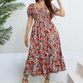 thumbnail image 4 of Aloohaidyvio Summer Spring Plus Size Dresses for Women 2024 Women's Oversize Casual Short Sleeve Square Neck Classy Floral Printed Sleeve Beach Boho Dresses, 4 of 6