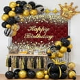 thumbnail image 5 of Red Birthday Groovy Backdrop Banner for Photo Shoot Portrait Gold Diamonds Green Photography Background for Men Women Birthday Party Decor Glitter Photo Booth Prop, 5 of 7