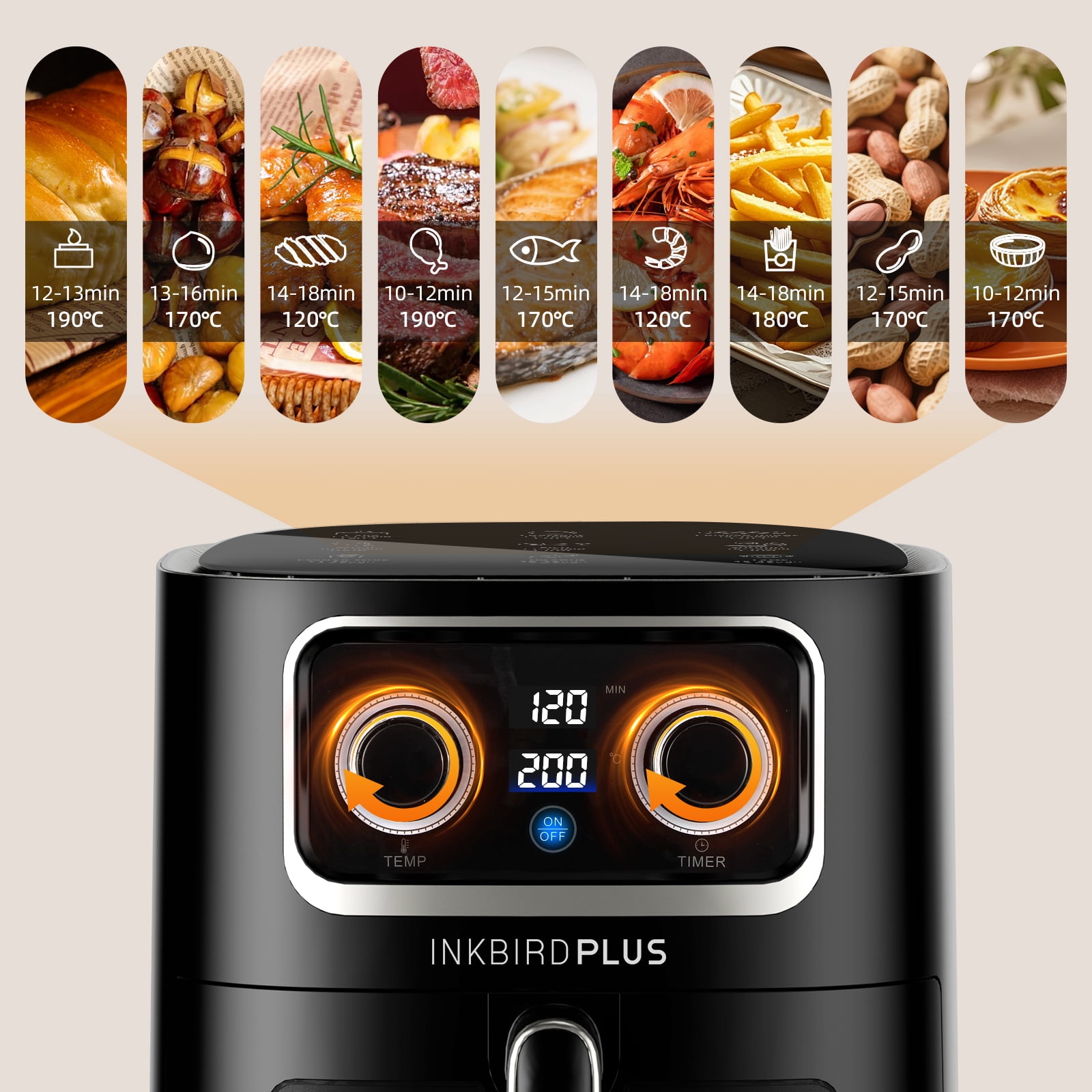 Inkbirdplus 10L Air Fryer - Mechanical Control, Automatic Power-Off