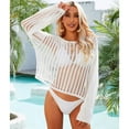 thumbnail image 4 of Jdlsppl Women's Long Sleeve Fishnet Shirt Crochet Cover Up Lightweight Knitted Beachwear Beach Net Crop Top Sheer Soft Bathing Suit Coverup White X-Large, 4 of 4
