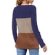 thumbnail image 5 of Guardurnaity Blusa casual delgada de manga larga con cuello en V y bloque de color para mujer Prendas para la parte del cuerpo Azul marino L Guardurnaity AP003524-18, 5 of 5
