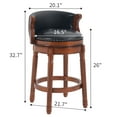 thumbnail image 2 of CQSXDA 26" Height Cow Top Leather Wooden Bar Stools with 360 Degree Swivel for Kitchen and  Dining Rooms, Black(1pc), 2 of 9