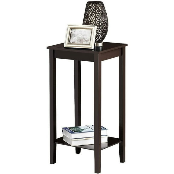 ANHXN End Table Sofa Side Table with Open Shelf and Solid Wood Legs, Plant/Telephone Stand for Living Room, Couch, Office, Small Spaces