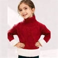 thumbnail image 2 of KAUOD Girls Ribbed Knit Crew Neck Sweater Long Sleeve Fleece Lined Thermal Pullover Tops Kids Winter Thick Shirt Clothes, 2 of 8