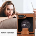 thumbnail image 3 of TECH CIRCLE Case for Galaxy Z Flip 5, Classic PU Leather Adjustable Wristband Kickstand Anti-Scratch Shockproof Protection Cover for Samsung Galaxy Z Flip 5 5G 2023,Brown, 3 of 8