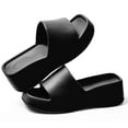 thumbnail image 4 of Spencer Women Platform Sandals Soft Padded Platform Wedges Slide Sandals Comfy Square Open Toe Summer Slides Trendy Slippers, Black, 4 of 9