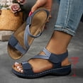 thumbnail image 7 of Rokment Orthopedic Walking Sandals for Women 2026 Summer Fashion Casual Comfortable Leather Open Toe Platform Wedge Low Heel Strappy Non Slip Work Sandals Blue Size 10.5, 7 of 7