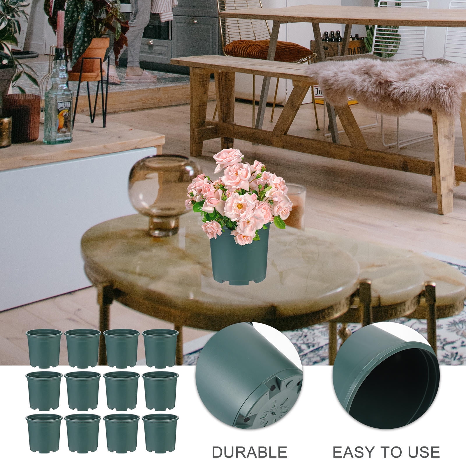 DEEPCRAFF 12- Plastic Flower Pots for Indoor Balcony Garden Planting and Home Plant Culture