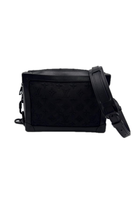 Pre-Owned LOUIS VUITTON See-through Soft Trunk M53964 Shoulder Bag, Black Calf Leather, Mesh,...