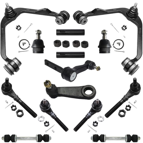 Detroit Axle - 4WD Front 14pc Suspension Kit for Ford F-150 F-250 Expedition Navigator, 2 Upper Control Arm 2 Lower Ball Joints 2 Sway Bars 4 Tie Rods 2 Sleeves 1 Pitman 1 Idler Arm Replacement