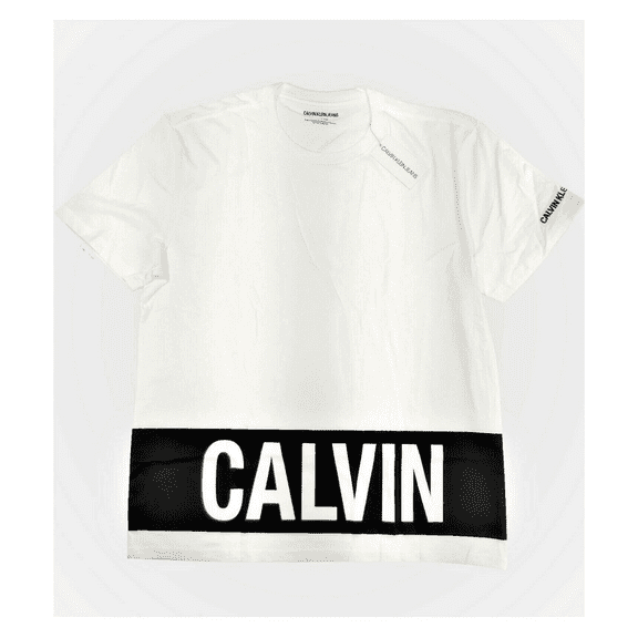 Calvin Klein Jeans Men's 100% Cotton Crew Neck T-Shirt White XL