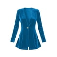 thumbnail image 6 of Yyeselk Women Open Front Velour Cardigan Coat Long Sleeve Button Down Tunic Blazer Cardigans Slim Fit Trendy Elegant Outerwear Blue M, 6 of 6