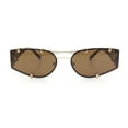 thumbnail image 2 of Womens Side Visor Retro Hipster Rimless Taper Rectangle Metal Rim Sunglasses Gold - Brown, 2 of 5